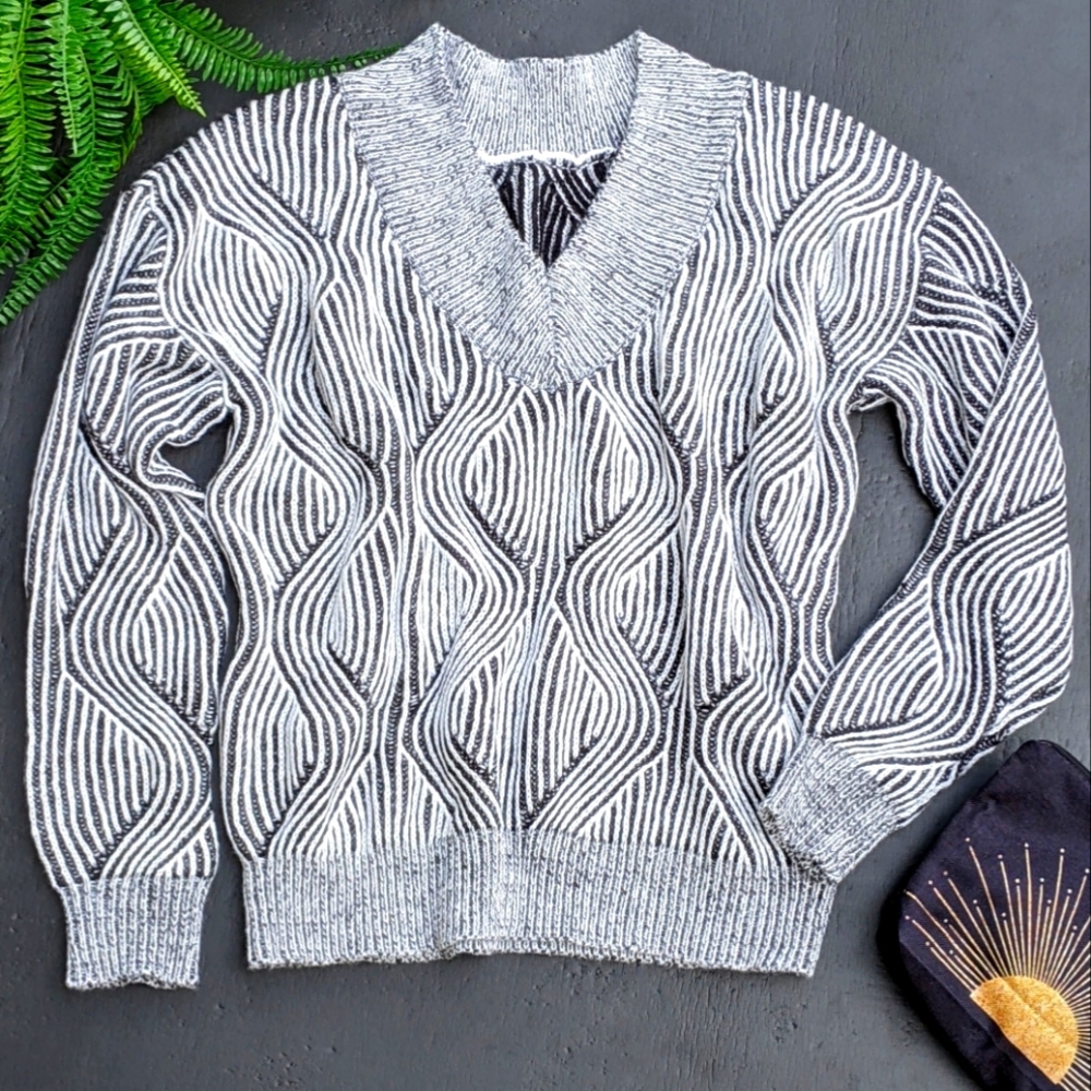 New Cozy Wavy Stripe Oversized Sweater